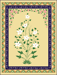 Mughal flower, motif design, flower vector, floral vector, vector design , art, pencil art,