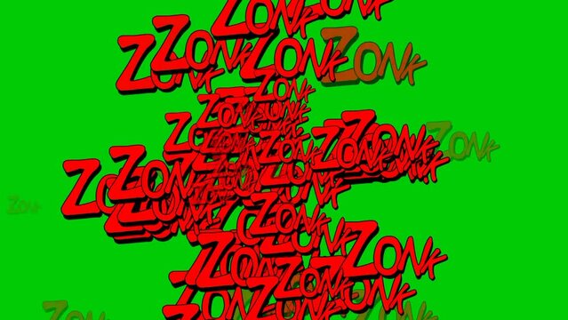 Zonk text animation motion graphics for green screen with explosion for background
