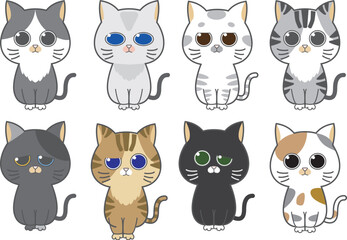 かわいい猫のキャラクターステッカー集