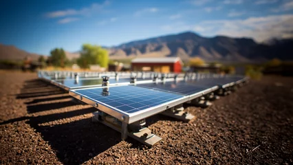 Deurstickers Solar Panel Solarzellen alternative Energie der Zukunft in der Wüste Umweltfreundlich, ai generativ © www.freund-foto.de