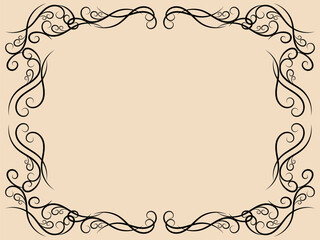 Ornate vintage frame. Swirl ornament. Ornamental curls. Vintage linear border with curlicues. Design a template for invitations, leaflets and greeting cards. Vector illustration