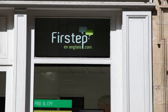 firstep logo brand and text sign School Support Course improve your English office