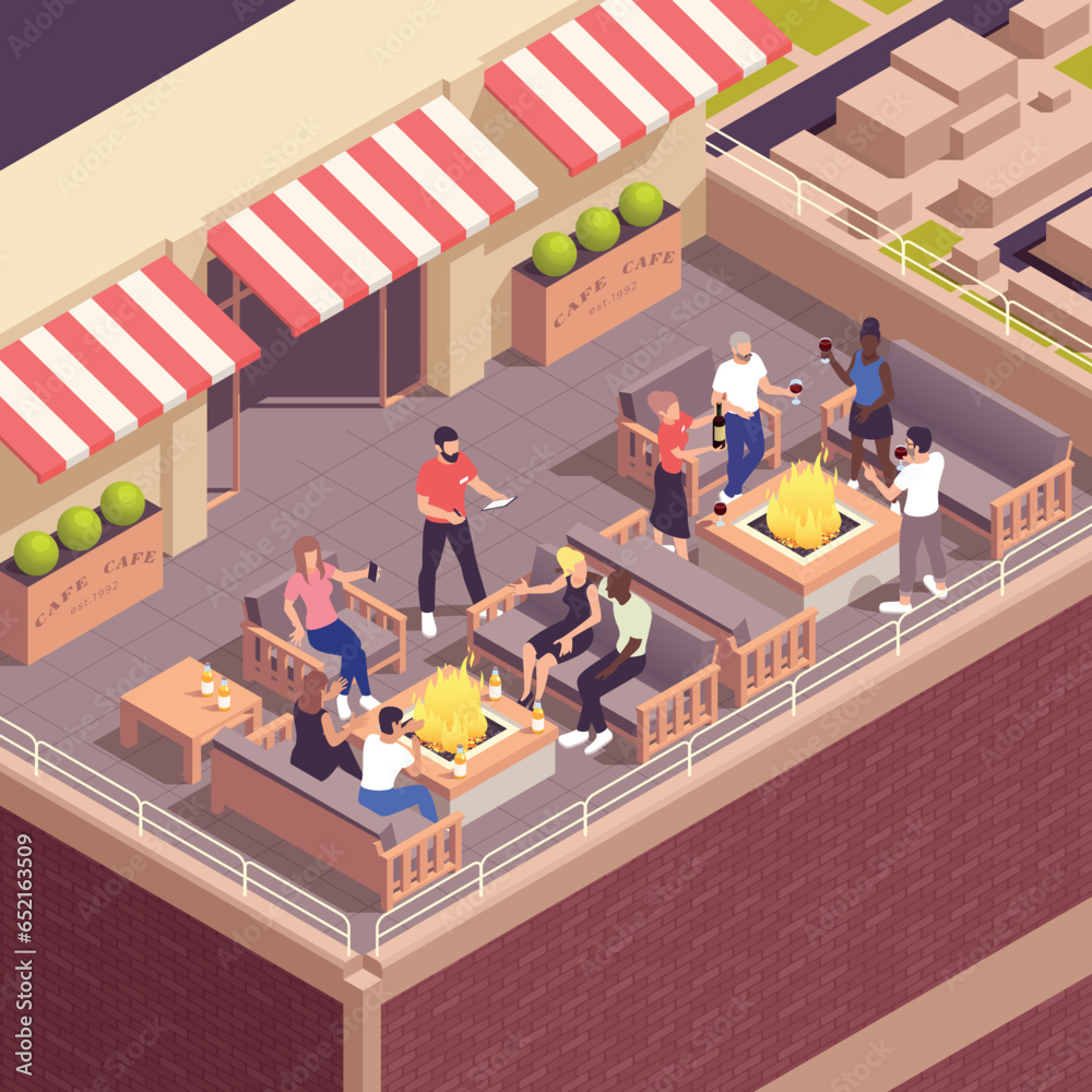 Sticker Street Cafe Isometric Concept