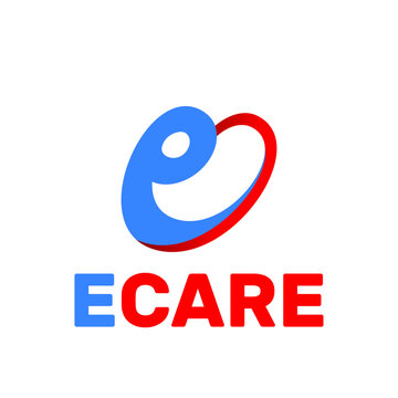 online medical care logo template for app and web. a combination of letter e and heart.