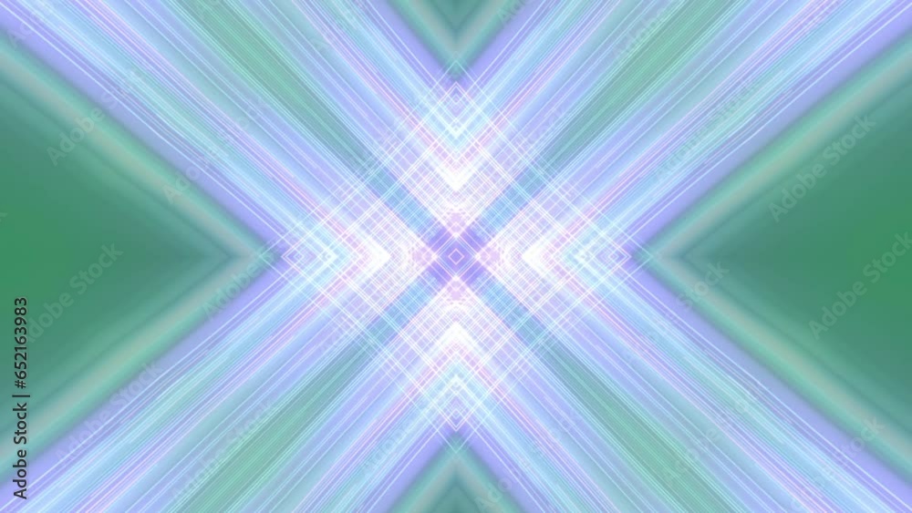 Poster Streams of bright light beams on green background. 3d rendering loop animation