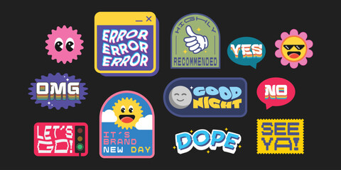 Set of Urban Retro inspirational and motivational tags and Stickers illustration vector