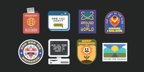 Set of Urban Retro inspirational and motivational tags and Stickers illustration vector