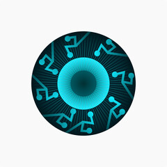 technology eye logo template with gradient color and 3d effect