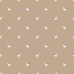 seamless pattern of hand-drawn cute chickens with a collar. vintage boho pattern for children's clothing, bed linen, pajamas, diapers, blankets.