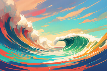 Colorful wave painting background