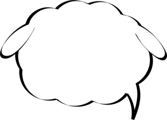 Black and white animal pet sheep speech bubble balloon icon sticker memo keyword planner text box banner, flat png transparent element design