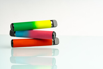 disposable electronic cigarettes on white background