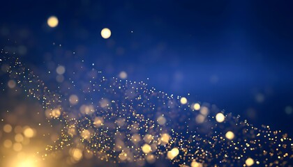 Christmas Golden light shine particles bokeh on navy blue background, background, abstract background with Dark blue and gold particle - Powered by Adobe