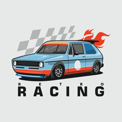 car on the road classic racing car race car vector car logo design