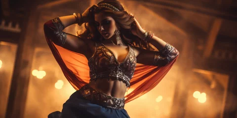 Fotobehang A belly dancer performing in Middle Eastern night © xartproduction