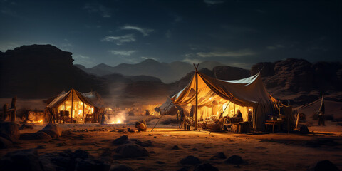 A Night In a Bedouin camp - obrazy, fototapety, plakaty