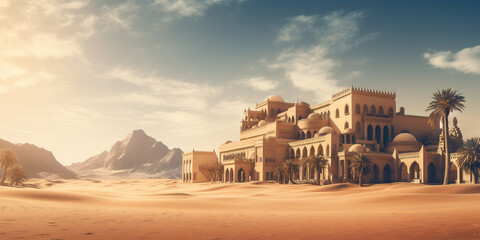luxurious palace in the desert - obrazy, fototapety, plakaty