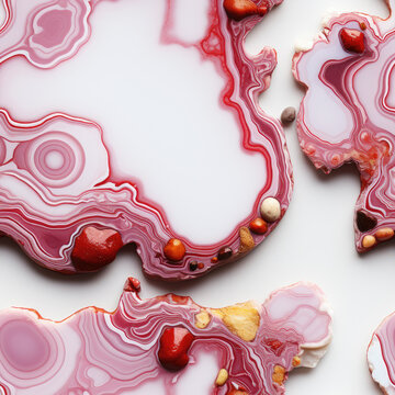 red geode. liquid art. high definition. on white background, ai generated.
