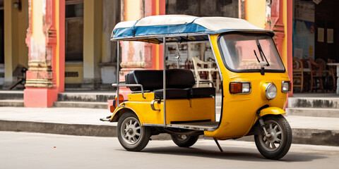 A tuk-tuk taxi in Thailand a three wheeled vehicle