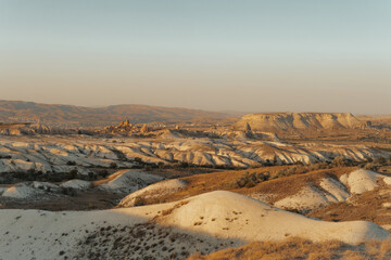 View of the mountains at sunset in Cappadocia