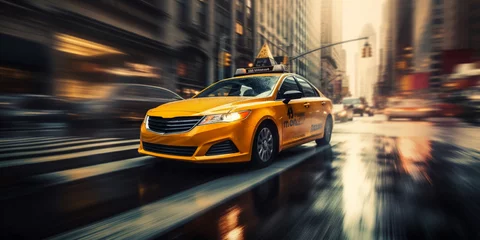Papier Peint photo autocollant TAXI de new york double long exposure photo of modern taxi cab