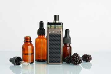 Vape smoking liquid with berry flavor close up