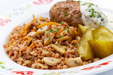 buckwheat with cutlet