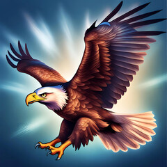 American Eagle is flying gracefully on a transparent background Generative ai