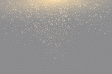 Gold sparks and golden stars glitter special light effect. Vector sparkles on transparent background. Christmas abstract. dust	
