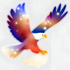 American Eagle is flying gracefully on a transparent background Generative ai