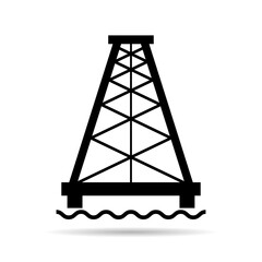 Oil rig flat graphic shadow icon, fuel platform industry tower gas sign, vector illustration