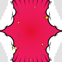 background red comic cloud template
