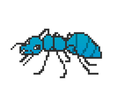 Blue pixel art Clip art of ants