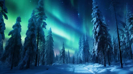  Spectacular aurora borealis in starry sky © Cybonad