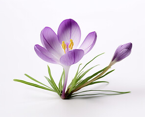 Crocus flower isolated on white background with clipping path