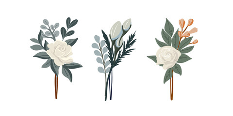 Fototapeta na wymiar Set of wedding bouquets, vector illustration