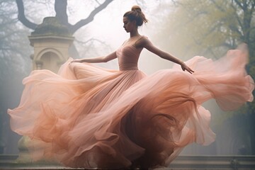 Amidst the statuesque sculptures of Paris' Luxembourg Gardens, a ballet dancer executes a delicate...