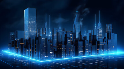 City scape on Metaverse,cyberspace,networking and communication Technology