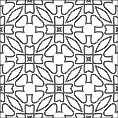 Wallpaper with figures from lines. Abstract geometric black and white pattern for web page, textures, card, poster, fabric, textile. Monochrome graphic repeating design. 