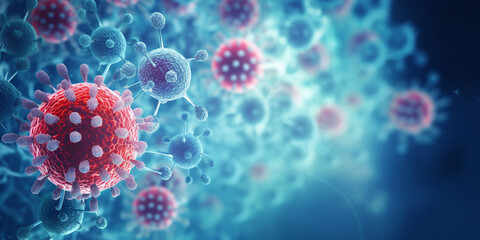 virus infects healthy human cells - obrazy, fototapety, plakaty