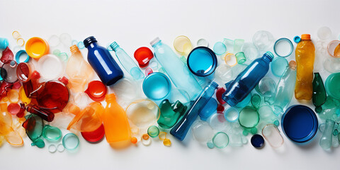 collage of recycled plastic items arranged