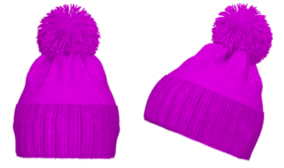 Pink Knitted winter bobble hat. Handmade woolly cap with pompom on top