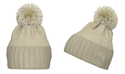 Knitted winter bobble hat. Handmade woolly cap with pompom on top