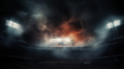 Stadium lights and smoke - obrazy, fototapety, plakaty