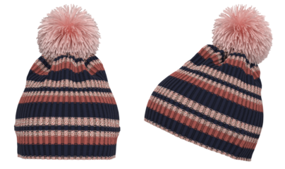 Knitted winter bobble hat. Handmade woolly cap with pompom on top