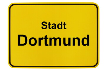Illustration eines Ortsschildes der Stadt Dortmund in Nordrhein-Westfalen