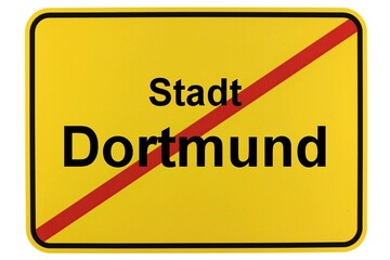 Illustration eines Ortsschildes der Stadt Dortmund in Nordrhein-Westfalen