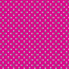 Contemporary print on fabric and paper with floral motifs in bright, bold holiday colors. Hot pink Barbie style background