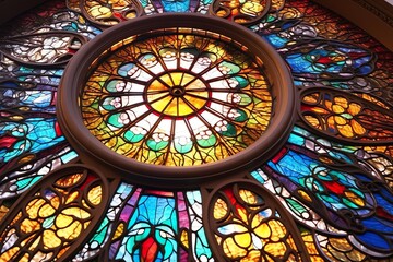 Stained glass window in church - Powered by Adobe