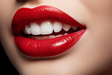 Fototapeta premium White teeth and lips